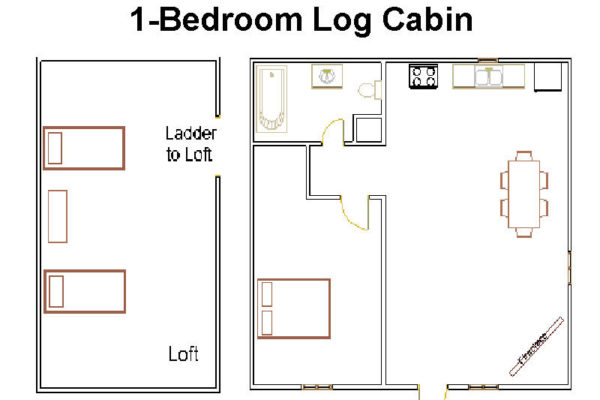 1 Bedroom with Loft Log Cabin - Floorplan