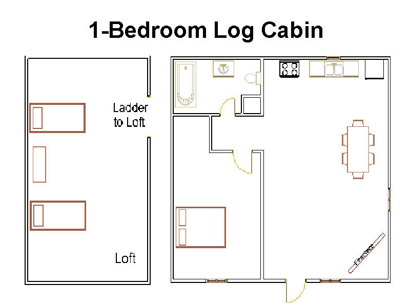 1 Bedroom with Loft Log Cabin - Floorplan
